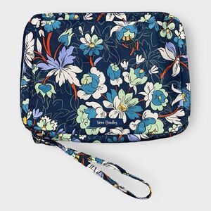 Vera Bradley Floral Bursts Lighten Up Wipes Pouch Blue Makeup Travel Bag New